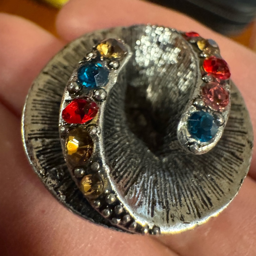 Elegant Silver-Tone Multi-Color Gemstone Ring